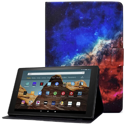 Etui en PU fermoir magnétique avec support et porte-cartes pour votre Amazon Fire HD 10 (2015)/(2017)/(2019) - ciel étoilé