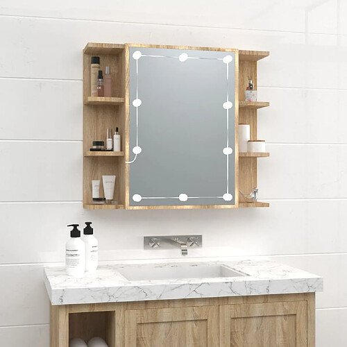 vidaXL Armoire à miroir avec LED Chêne sonoma 70x16,5x60 cm