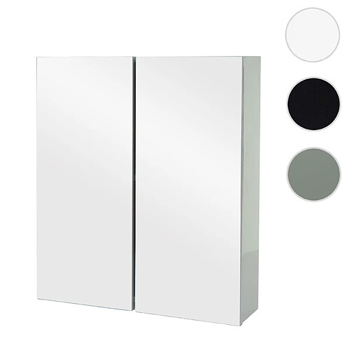 Mendler Armoire à glace HWC-B19b, armoire de salle de bain suspendue, 2 étagères haute brillance MVG-certifié 70x60x16cm ~ gris