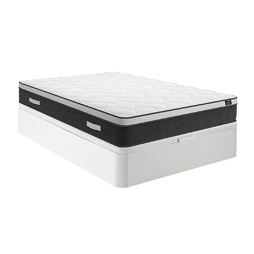 Vente-Unique Ensemble 140 x 190 cm sommier coffre blanc + matelas ressorts ensachés et mémoire de forme ép.25cm - ASTRIA Art Collection de YSMÉE