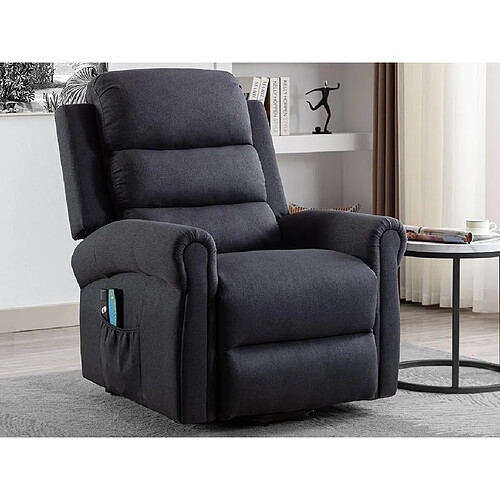 Vente-Unique Fauteuil massant en tissu avec releveur électrique - Gris anthracite - LOVARI