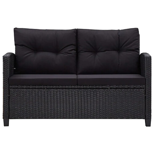 Maison Chic Canapé 2 places de jardin et coussins | Canapé d'extérieur | Fauteuil,Banquette Jardin Noir 124cm Résine tressée -MN16504