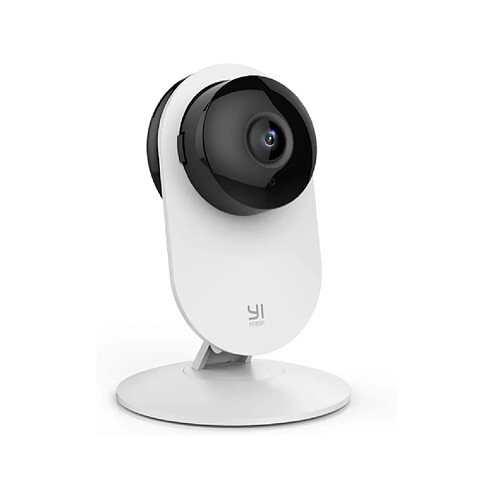 Chrono Caméra de sécurité intelligente YI 1080p Wifi, avec détection humaine AI, vision nocturne, utilisée avec Alexa(Blanc)