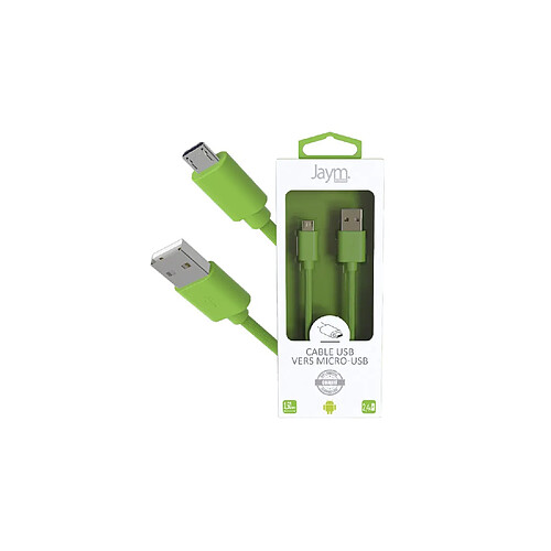 Jaym Câble USB vers Micro-USB 2.4A - 1,5 mètres - Collection POP - Vert