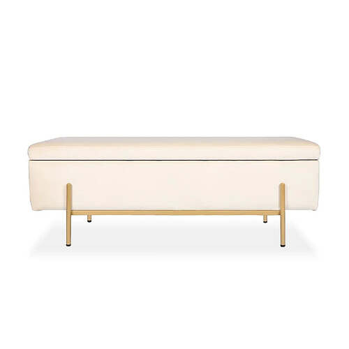 Banquette coffre Olivia Velours beige pieds or