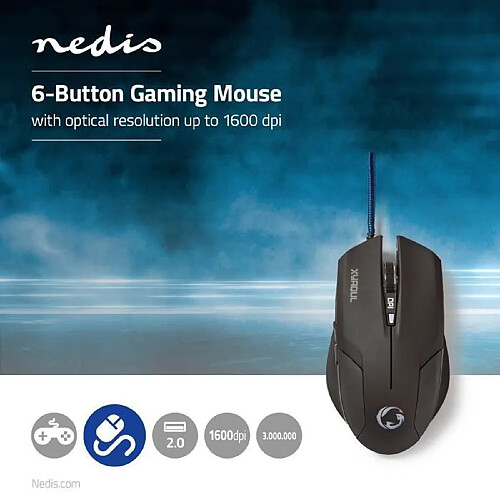 NC Souris gamer ergonomique optique 6 boutons filaire USB avec éclairage