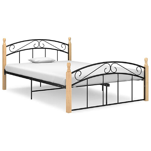 vidaXL Cadre de lit sans matelas noir métal bois chêne 140x200 cm