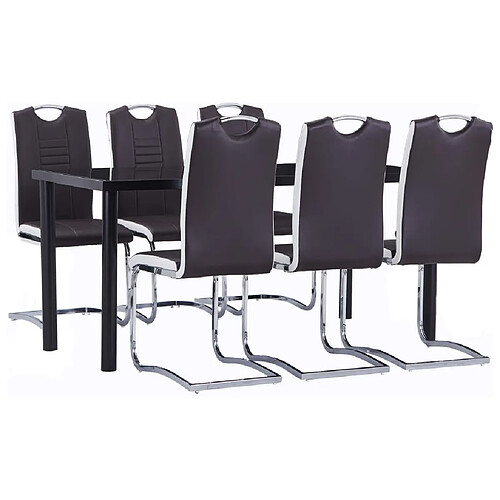 vidaXL Ensemble de salle à manger 7 pcs Similicuir Marron