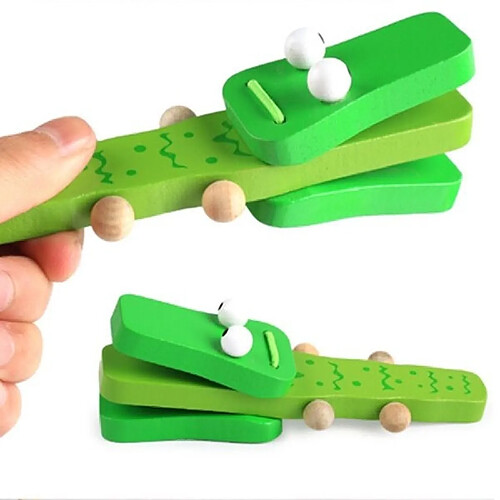 Totalcadeau Castagnette en forme de crocodile en bois jeu Montessori