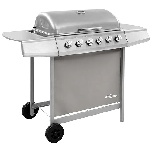 vidaXL Barbecue gril à gaz avec 6 brûleurs Argenté