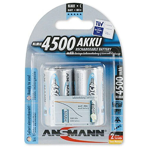 4 x ANSMANN Jeu de piles rechargeables baby C type 4500 NiMH maxE préchargées, faible décharge, 1000 Cycles de charge