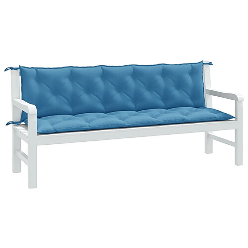 vidaXL Coussins de banc de jardin lot de 2 bleu mélangé tissu