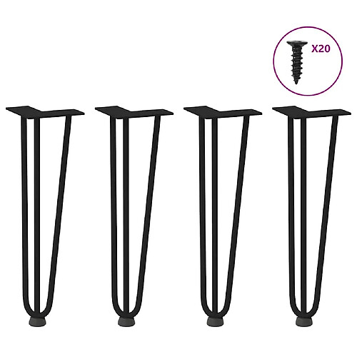 vidaXL Pieds de table en forme d'épingle à cheveux 4 pcs noir 42 cm