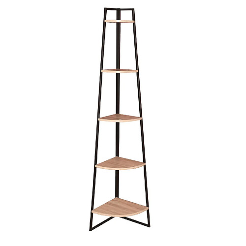 Urban Living Etagère d'angle en métal et bois Colorado - L. 34 x H. 180 cm - Noir