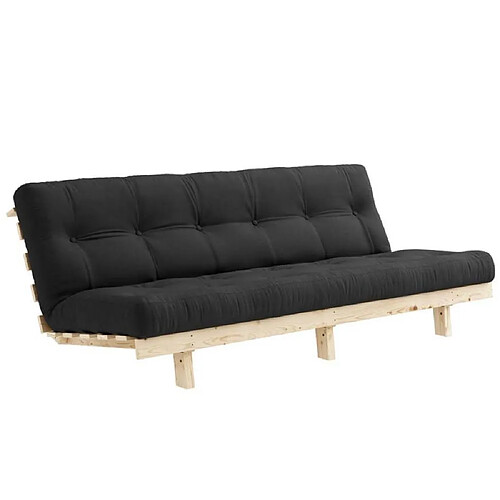 Inside 75 Banquette convertible futon LEAN bois de pin coloris gris foncé 130x200 cm