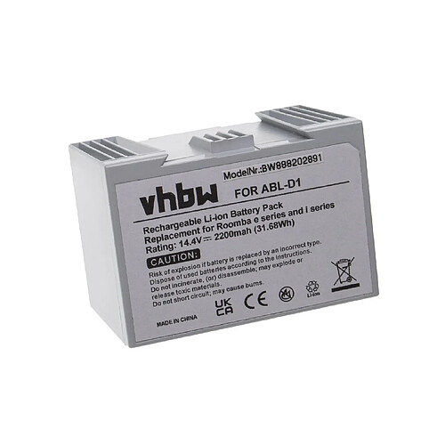 vhbw Batterie compatible avec iRobot Roomba i7158, i7550, i755020, i7558, i8, i8+ aspirateur, robot électroménager (2200mAh, 14,4V, Li-ion)