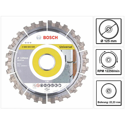 Bosch Best for Universal Disque à tronçonner diamant 125 x 22,23 mm ( 2608603630 )