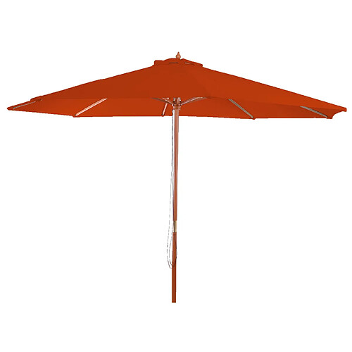 Decoshop26 Parasol de jardin diamètre 3,5m polyester terre cuite et bois sans pied de parasol 04_0008010