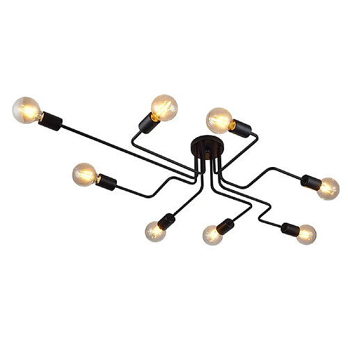 Stoex Moderne Lustre Noir Lampe suspension 8 E27 pour Salon Chambre Cuisine (Sans ampoules) [Classe énergétique A+]