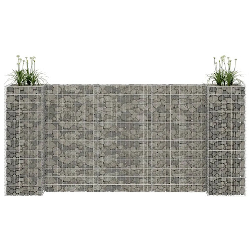 vidaXL Jardinière à gabion en H Fil d'acier 260x40x120 cm