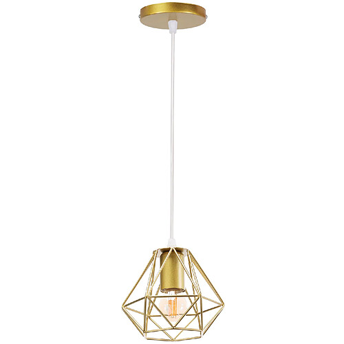 Stoex Plafonnier Rétro Suspension Luminaire D'Intérieur Vintage Or Suspension Lustre Cage en Fer Métallique , Pour Cuisine, Café, Bureau, Salle À Manger