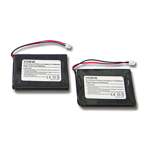 vhbw Lot de 2 batteries Li-ion pour téléphone portable, Smartphone Aastra 660177, 660177/R1C Remplace: 660177 R1A, BKB201010/1, FA01302005, FA83601195