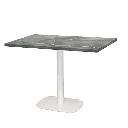 Restootab Table 120x70cm - modèle Round pied blanc lune bleue