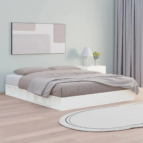 vidaXL Cadre de lit sans matelas blanc 120x200 cm bois massif