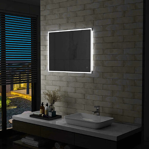 Maison Chic Miroir mural à LED et capteur, Miroir mural de salle de Bain tactile 80x60 cm -MN65923