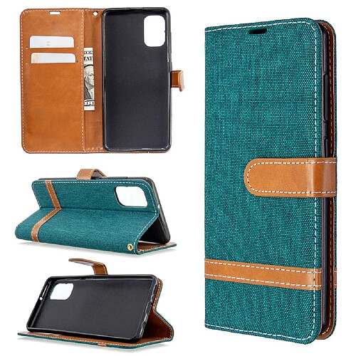 Etui en PU tissu de jeans de couleur assortie vert pour votre Samsung Galaxy A41 (Global Version)