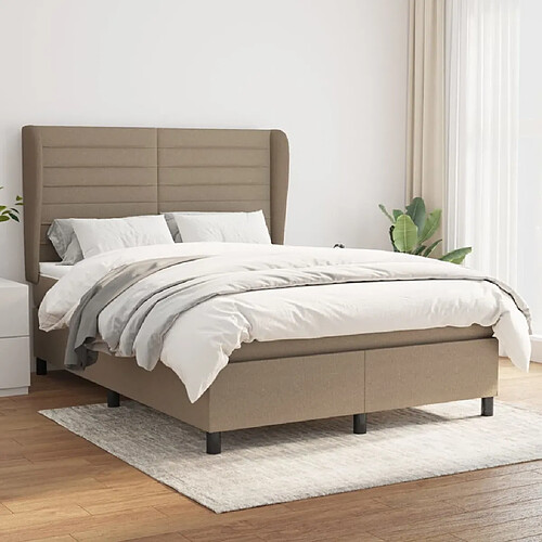 Maison Chic Lit Adulte - Lit simple Lit à sommier tapissier avec matelas moelleux - Meuble de Chambre - Taupe 140x190 cm Tissu -MN35595