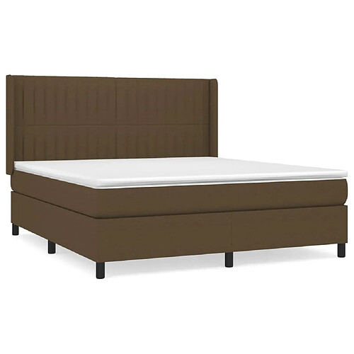 Maison Chic Structures de lit + matelas,Lit à sommier tapissier avec matelas Marron foncé 160x200 cm -MN52246