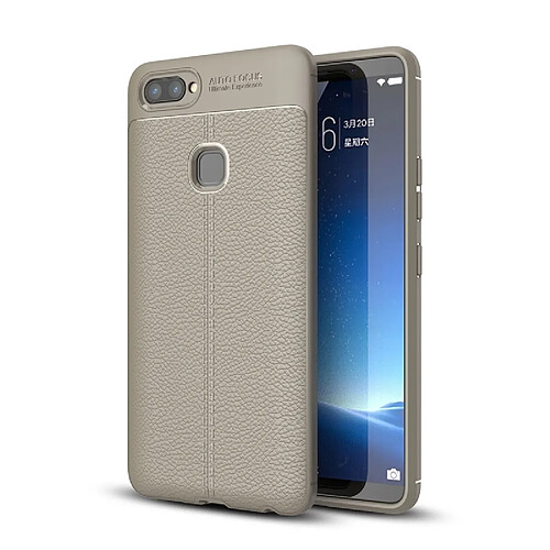 Wewoo Coque gris Étui de protection TPU Vivo X20 Plus Litchi Texture