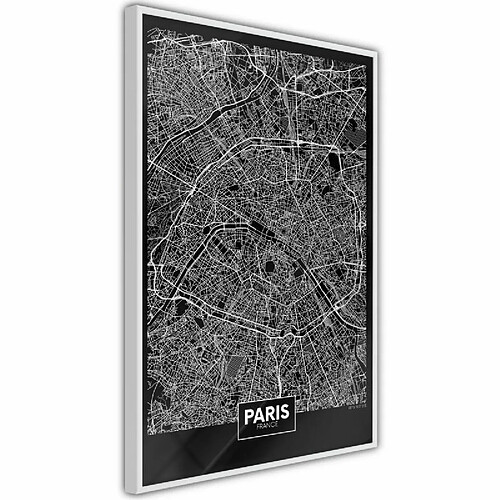 Paris Prix Affiche Murale Encadrée City Map Paris Dark 40 x 60 cm Blanc