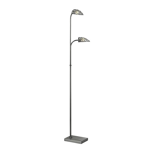 Inspired Lampadaire 2 lumières G9 nickel satiné/cristal, non compatible LED/CFL