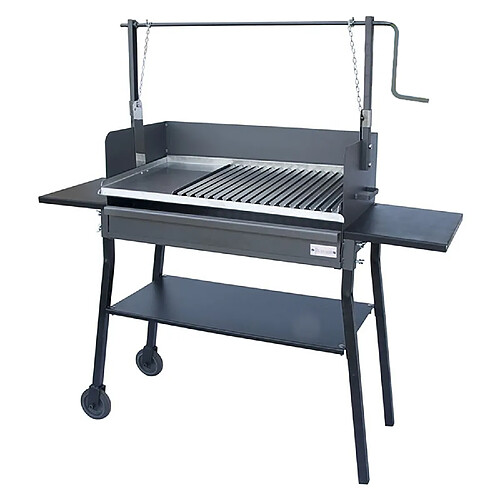 Visiodirect Barbecue rotissoire avec roues en Inox coloris Gris - 67 x 35 x 40 x 141 x 30 cm