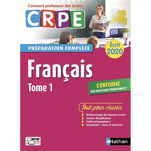 Français : CRPE, préparation complète, écrit 2020 : conforme aux nouveaux programmes. Vol. 1 · Occasion