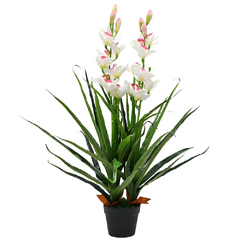 vidaXL Plante artificielle Orchidée Cymbidium avec pot 100 cm Vert