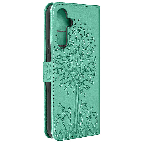 Avizar Étui Arbre et Cerf pour Samsung Galaxy A54 5G Portefeuille Tree Cover Vert