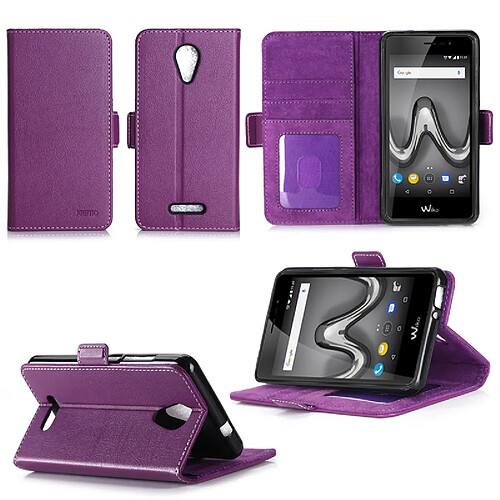 Wiko Tommy 2 : Housse Portefeuille luxe violette Style Cuir avec stand - Etui violet coque de protection Wiko Tommy 2 smartphone 2017 /2018 5.5 pouces Dual SIM avec porte cartes - Accessoires pochette XEPTIO : Exceptional case !