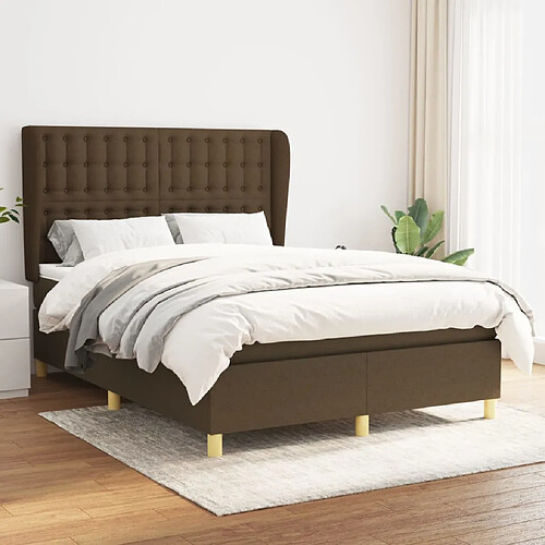 vidaXL Sommier à lattes de lit avec matelas Marron foncé 140x190 cm