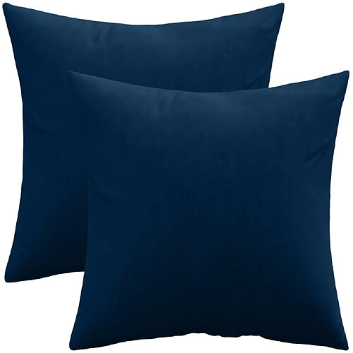 ICONIK INTERIOR Lot de 2 coussins en velours - housse et garnissage - Mesmal Bleu foncé