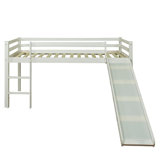 Homestyle4U Lit enfant lit mezzanine superposés 90x200 cm blanc