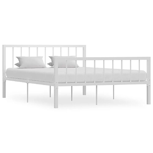 Maison Chic Lit adulte - Lit simple Cadre de lit,Structure du lit Contemporain Blanc Métal 140 x 200 cm -MN11207