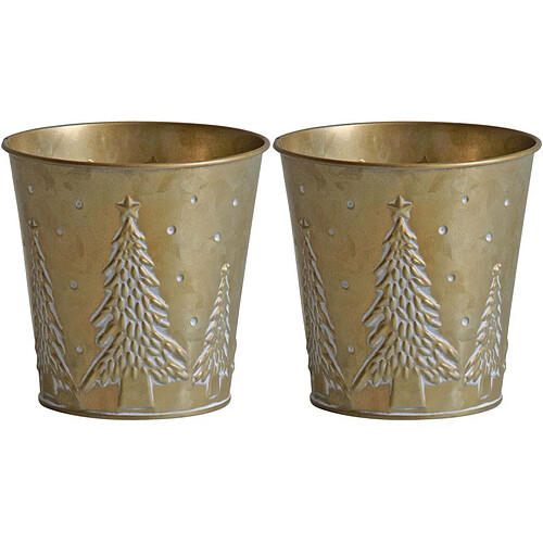 Aubry Gaspard Cache pot en métal doré noel 13 cm (Lot de 2).