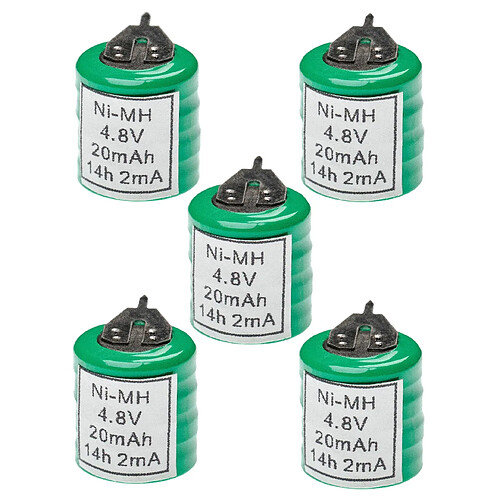 vhbw 5x NiMH pile bouton de remplacement pour type 4/V15H 2 épingles 20mAh 4,8V convient pour les batteries de modélisme etc.