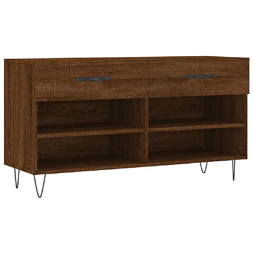 Maison Chic Banc à chaussures | Meuble de rangement à chaussures Meuble d'Entrée chêne marron 102x35x55 cm bois d'ingénierie -MN40813