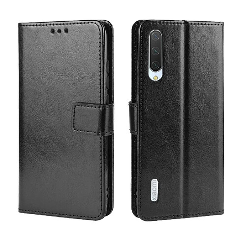 Wewoo Housse Coque en cuir à rabat horizontal Texture rétro Crazy Horse pour Xiaomi CC9e / A3avec porte-cartes et fentes cartes et cadre photo Noir