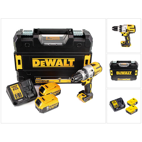 DeWalt DCD 991 P2 18 V Brushless Li-Ion Perceuse visseuse sans fil avec boîtier TSTAK II + 2x Batteries DCB 184 5,0 Ah + Chargeur DCB 115 XR