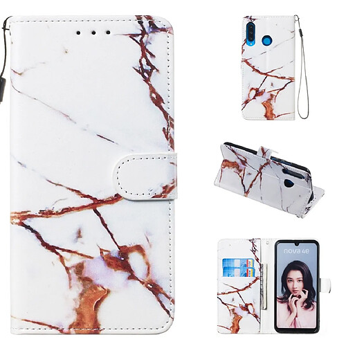 Wewoo Coque Fashion Etui de protection en cuir pour Huawei P30 Lite marbre blanc